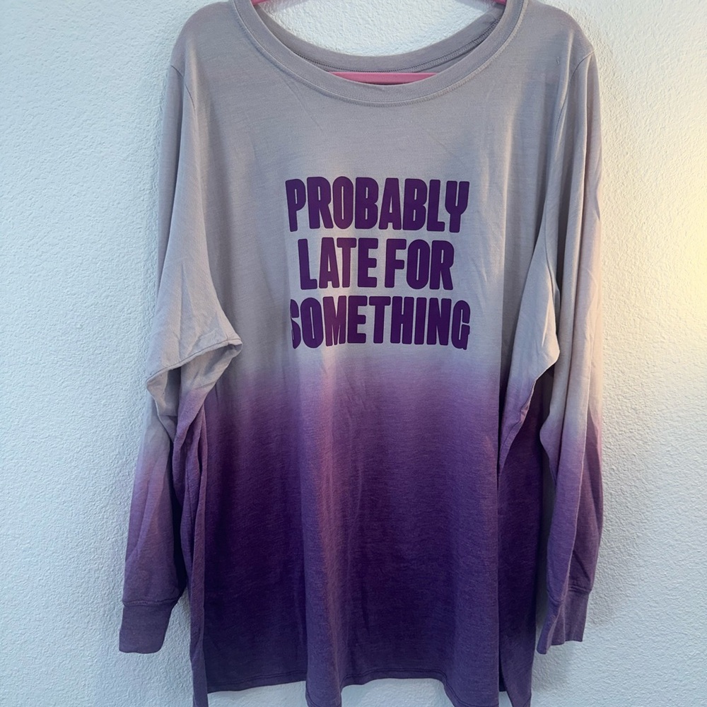Purple Ombre Graphic Skirt - "Probably Late For Something"